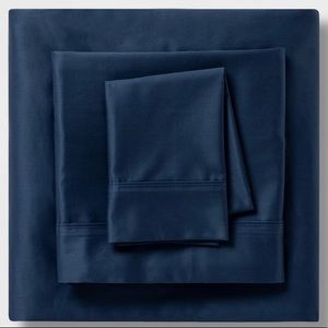 400 Thread Count Solid Performance Sheet Set Size Queen, Color Metallic blue